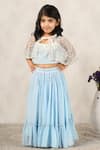 Buy_Casa Ninos_Blue Georgette Beads, Sequins Embroidered Cape Lehenga Set _at_Aza_Fashions