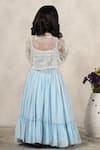 Shop_Casa Ninos_Blue Georgette Beads, Sequins Embroidered Cape Lehenga Set _at_Aza_Fashions