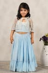 Casa Ninos_Blue Georgette Beads, Sequins Embroidered Cape Lehenga Set _Online_at_Aza_Fashions