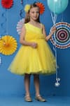Buy_Casa Ninos_Yellow Cotton, Net Ruffled Yoke Dress _at_Aza_Fashions