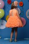 Shop_Casa Ninos_Orange Cotton, Organza Fringe Embellished Yoke Ruffled Dress _at_Aza_Fashions