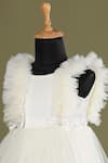 Buy_Casa Ninos_Off White Net, Crepe, Satin Bows Ruffle Yoke Flared Dress _Online_at_Aza_Fashions
