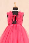 Casa Ninos_Pink Cotton, Net, Satin Bows Ruffle Yoke Tiered Dress _at_Aza_Fashions