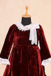 Casa Ninos_Red Velvet Lace Box Pleated Dress _Online_at_Aza_Fashions