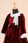 Buy_Casa Ninos_Red Velvet Lace Box Pleated Dress _Online_at_Aza_Fashions