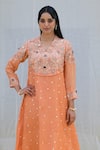 Label Niti Bothra_Peach Banaras Silk Base Embroidered Resham Cutwork Kurta And Palazzo Set_Online_at_Aza_Fashions