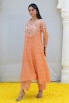 Buy_Label Niti Bothra_Peach Banaras Silk Base Embroidered Resham Cutwork Kurta And Palazzo Set_Online_at_Aza_Fashions