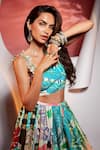 Shop_Payal Singhal_Multi Color Dupion Silk Printed Tropical Square Neck Lehenga Bustier Set_at_Aza_Fashions