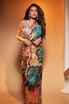 Buy_Aisha Rao_Black Georgette Embroidery Trencadis Pre-draped Saree With Blouse_at_Aza_Fashions