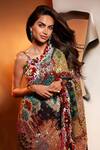 Aisha Rao_Black Georgette Embroidery Trencadis Pre-draped Saree With Blouse_at_Aza_Fashions