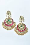 Vivinia By Vidhi Mehra_Pink Stones, Pearls Kundan Polki Embellished Chandbalis _Online_at_Aza_Fashions