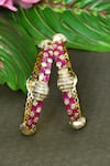 Shop_Vivinia By Vidhi Mehra_Pink Diamonds, Stones Ruby And Onyx Embellished Bangles - Set Of 2 _at_Aza_Fashions