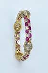 Vivinia By Vidhi Mehra_Pink Diamonds, Stones Ruby And Onyx Embellished Bangles - Set Of 2 _Online_at_Aza_Fashions