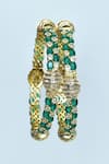 Shop_Vivinia By Vidhi Mehra_Green Stones Onyx Embellished Bangles - Set Of 2 _Online_at_Aza_Fashions