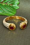 Shop_Vivinia By Vidhi Mehra_Red Ruby Stone Embellished Open Bangle _at_Aza_Fashions