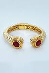Vivinia By Vidhi Mehra_Red Ruby Stone Embellished Open Bangle _Online_at_Aza_Fashions