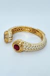 Buy_Vivinia By Vidhi Mehra_Red Ruby Stone Embellished Open Bangle _Online_at_Aza_Fashions