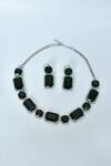 Buy_Vivinia By Vidhi Mehra_Green Diamonds, Stones Emerald Embellished Necklace Set _Online_at_Aza_Fashions