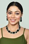 Buy_Vivinia By Vidhi Mehra_Green Diamonds, Stones Emerald Embellished Necklace Set 
