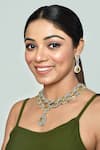 Buy_Vivinia By Vidhi Mehra_Yellow Stones Embellished Layered Necklace Set _at_Aza_Fashions