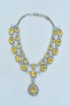 Vivinia By Vidhi Mehra_Yellow Stones Embellished Layered Necklace Set _Online_at_Aza_Fashions