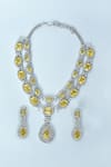 Buy_Vivinia By Vidhi Mehra_Yellow Stones Embellished Layered Necklace Set _Online_at_Aza_Fashions
