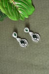Shop_Vivinia By Vidhi Mehra_Green Zari Zircon Diamonds Studded Dangler Earrings _at_Aza_Fashions
