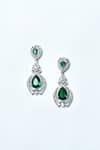 Vivinia By Vidhi Mehra_Green Zari Zircon Diamonds Studded Dangler Earrings _Online_at_Aza_Fashions