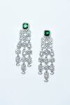 Buy_Vivinia By Vidhi Mehra_Green Zari Zircon Diamonds Studded Long Earrings_Online_at_Aza_Fashions