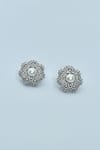 Vivinia By Vidhi Mehra_White Zari, Diamonds, Pearls Embellished Stud Earrings _Online_at_Aza_Fashions