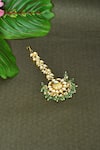 Shop_Vivinia By Vidhi Mehra_Green Kundan Polki Embellished Maangtikka _at_Aza_Fashions