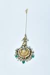 Vivinia By Vidhi Mehra_Green Navratna Stones Embellished Maangtikka _Online_at_Aza_Fashions