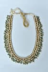 Vivinia By Vidhi Mehra_Gold Kundan Navratna Stone And Pearl Drop Necklace _Online_at_Aza_Fashions