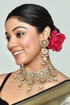Buy_Vivinia By Vidhi Mehra_Maroon Crystals, Stones Kundan Embellished Choker Necklace Set _at_Aza_Fashions