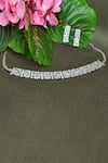Shop_Vivinia By Vidhi Mehra_Silver Plated Diamonds, Stones Zircon Studded Necklace Set _at_Aza_Fashions