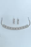 Buy_Vivinia By Vidhi Mehra_Silver Plated Diamonds, Stones Zircon Studded Necklace Set _Online_at_Aza_Fashions