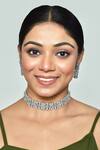 Vivinia By Vidhi Mehra_Silver Plated Diamonds, Stones Zircon Studded Necklace Set _at_Aza_Fashions