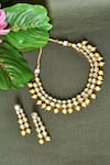 Shop_Vivinia By Vidhi Mehra_Gold Plated Diamonds, Pearls Kundan Polki And Embellished Choker Necklace Set _at_Aza_Fashions