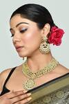 Buy_Vivinia By Vidhi Mehra_Gold Plated Stones Kundan Polki And Pearl Embellished Pendant Necklace Set _at_Aza_Fashions