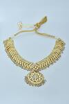Vivinia By Vidhi Mehra_Gold Plated Stones Kundan Polki And Pearl Embellished Pendant Necklace Set _Online_at_Aza_Fashions