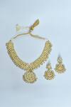 Buy_Vivinia By Vidhi Mehra_Gold Plated Stones Kundan Polki And Pearl Embellished Pendant Necklace Set _Online_at_Aza_Fashions