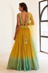 Shop_Sonal Pasrija_Yellow Net, Georgette, Silk Tassels, Embroidery, Pearls, Cut Ombre Lehenga Set _at_Aza_Fashions