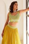 Buy_Sonal Pasrija_Yellow Net, Georgette, Silk Tassels, Embroidery, Pearls, Cut Ombre Lehenga Set _Online_at_Aza_Fashions