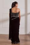 Shop_Sonal Pasrija_Black Georgette Embellished Pre-draped Saree With Embroidered Blouse _at_Aza_Fashions