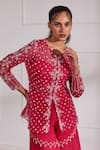 Buy_Sonal Pasrija_Fuchsia Organza, Georgette, Silk Embellished Sheer Peplum Top Gharara Set _Online_at_Aza_Fashions