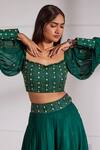 Sonal Pasrija_Green Georgette, Net, Silk Cut Work, Pearls, Off Embellished Top With Sharara _Online_at_Aza_Fashions