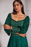 Shop_Sonal Pasrija_Green Georgette, Net, Silk Cut Work, Pearls, Off Embellished Top With Sharara _Online_at_Aza_Fashions