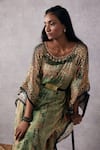 Buy_Soup by Sougat Paul_Multi Color Crepe Embroidered Geometric Round Ikaya Kaftan Set With Belt _Online_at_Aza_Fashions