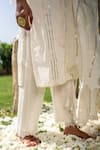 Buy The Home Affair White Chanderi, Satin, Cut Work, Striped Embroidered Kurta Set Online at Aza Fashions Buy_The Home Affair_White Chanderi, Satin, Cut Work, Striped Embroidered Kurta Set _Online_at_Aza_Fashions