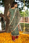 Shop The Home Affair Green Organza, Chanderi Gota Patti Round Neck Vintage Floral Print Kurta Set at Aza Fashions Shop_The Home Affair_Green Organza, Chanderi Gota Patti Round Neck Vintage Floral Print Kurta Set _at_Aza_Fashions